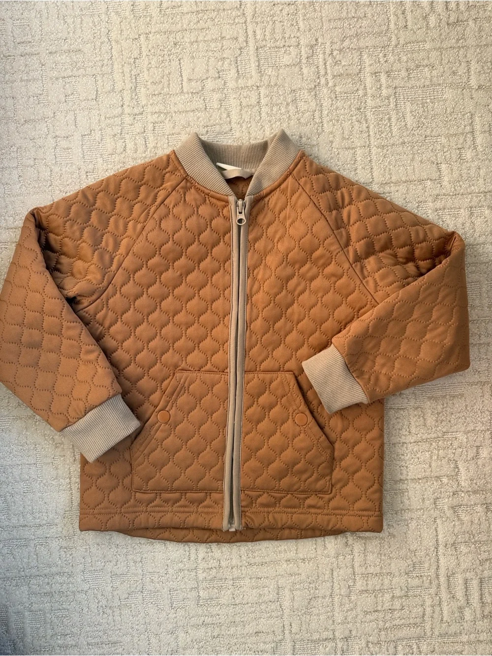 Kuling Kids Quilted Bomber Jacket in Camel